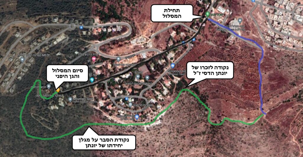 מפת שביל סובב מכמונים שביל יונתן