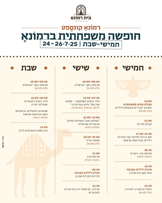 חופשה משפחתית ברמונא