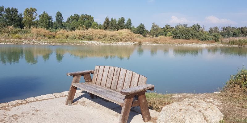 פינות ישיבה לצד האגם בשמורת הטבע נחל תנינים
