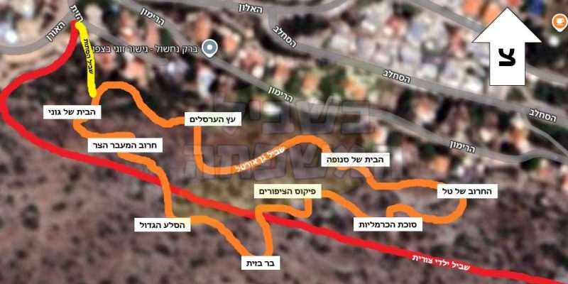 מפת שביל גן אורטל