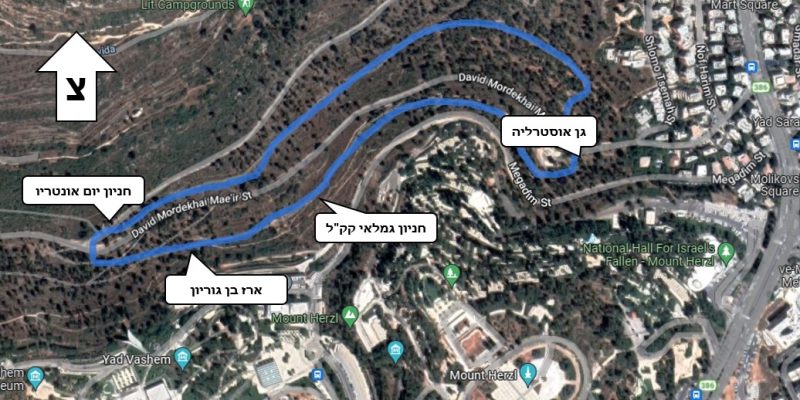 מפת מסלול שביל הארז יער ירושלים