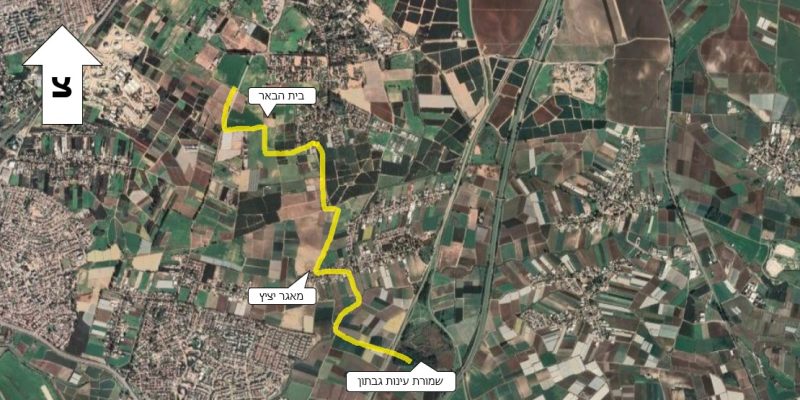 מפת מקטע 5 שביל גזר - מסלול טיול קליל מעיינות גבתון ועד בית הבאר בגני הדר