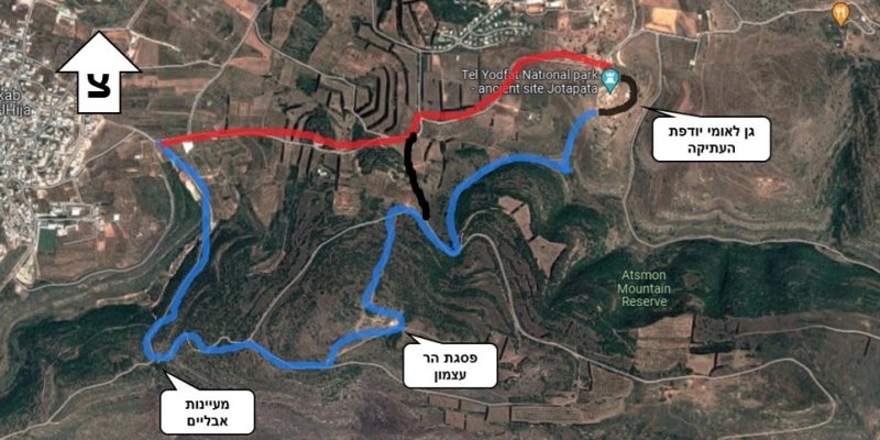 מפת מסלול שמורת הטבע הר עצמון
